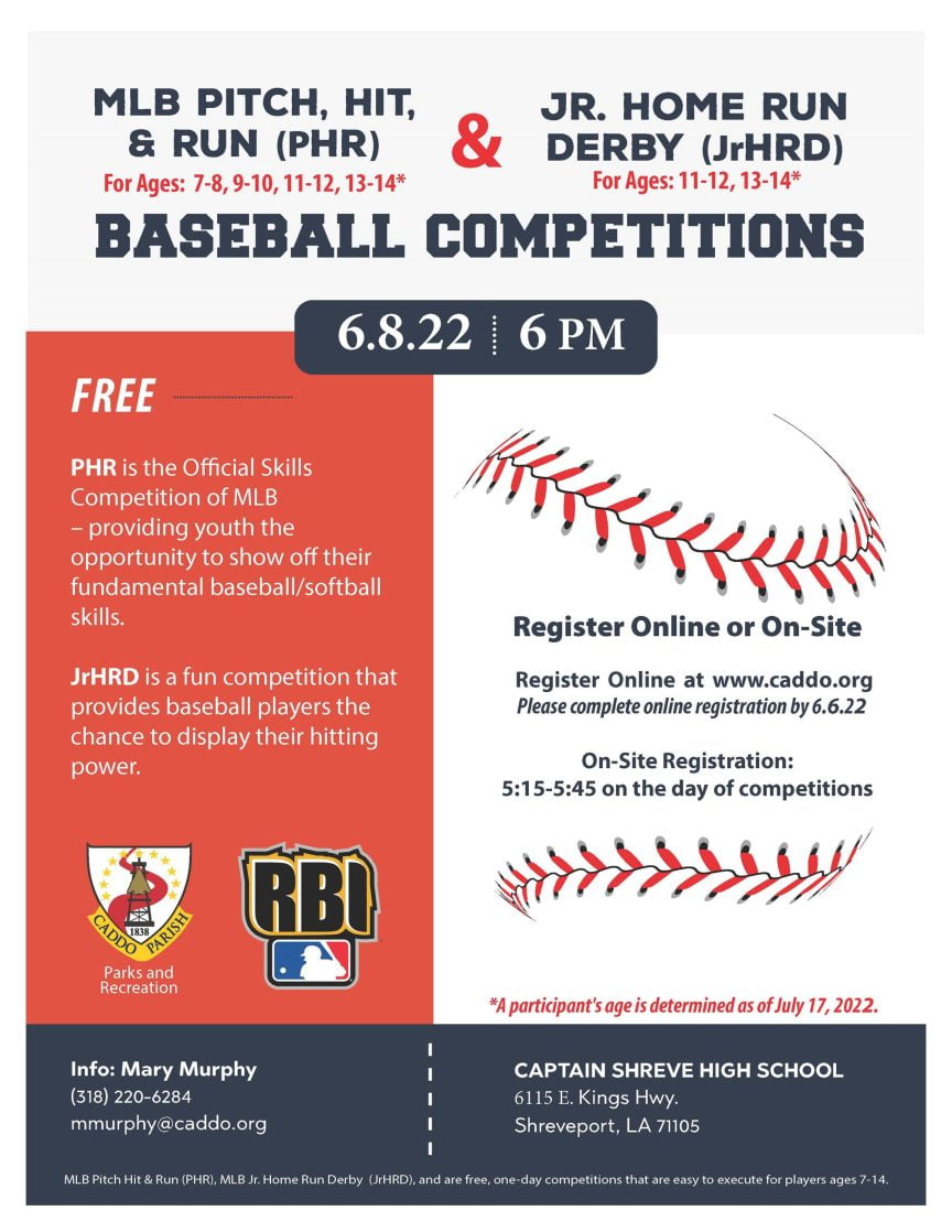 Caddo Parks and Recreation to host free MLB and Jr. Home Run Derby