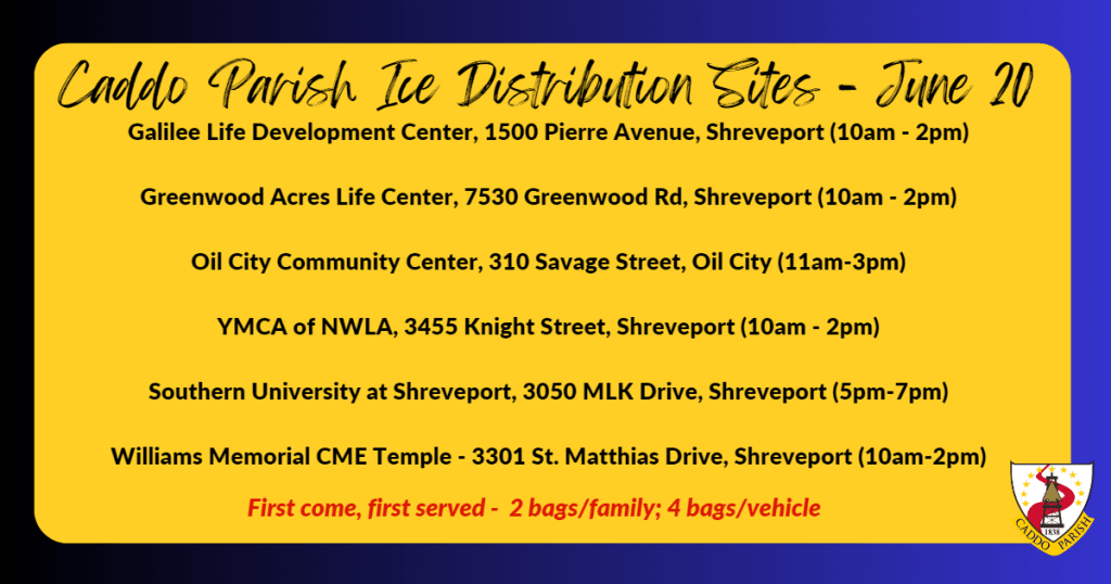 Caddo Parish to offer additional free ice distribution sites