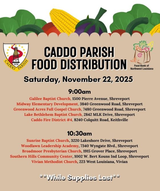 REMINDER: Caddo Parish Commission hosting free food distribution Nov 22