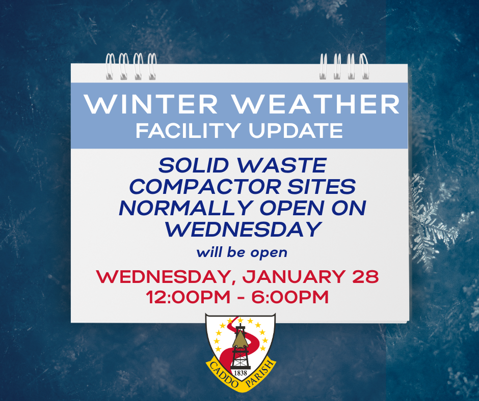 Featured image for “REMINDER: Limited hours for select Parish trash compactor sites”