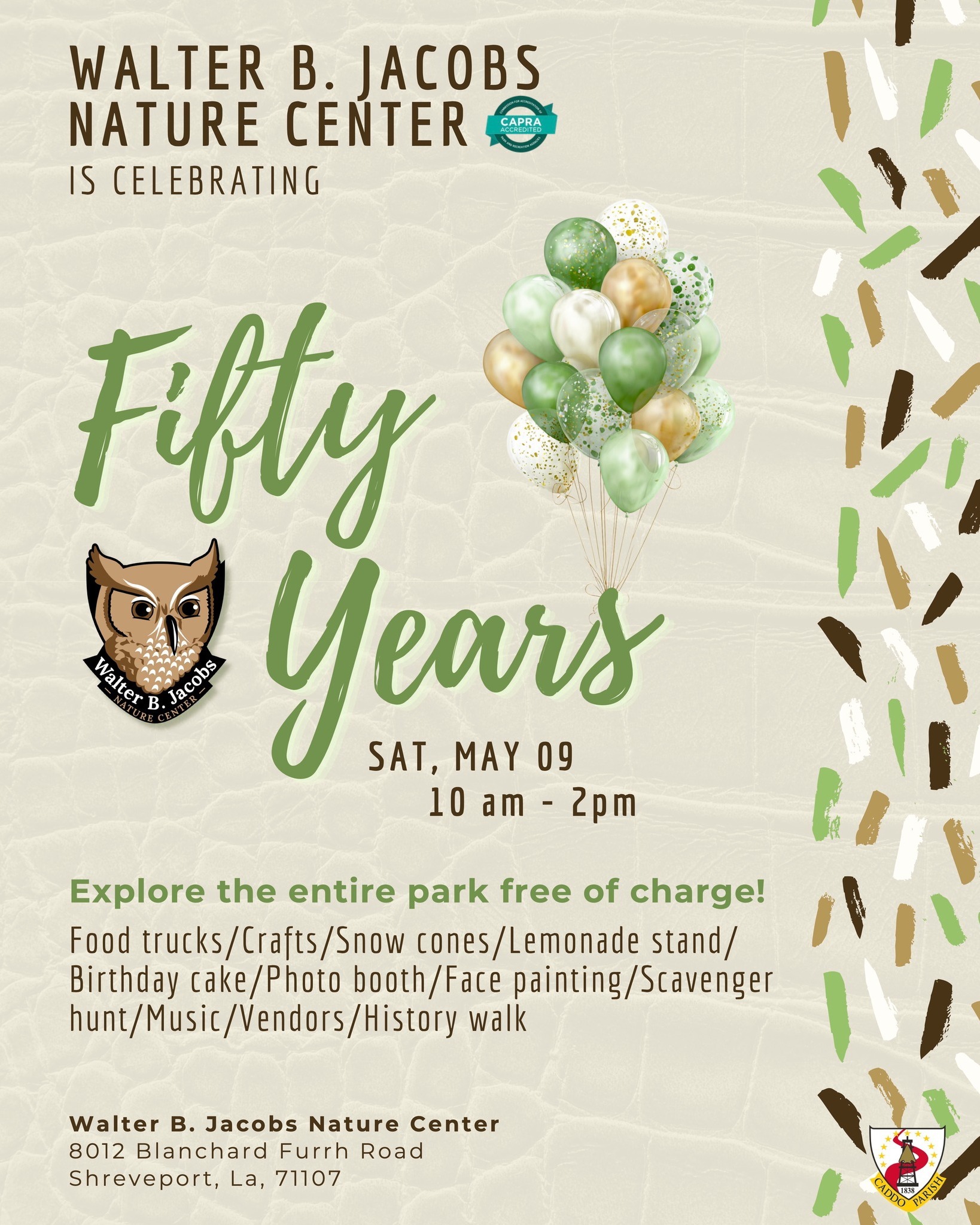 Featured image for “Caddo Parish to celebrate 50th Anniversary of Walter B. Jacobs Nature Center May 9”